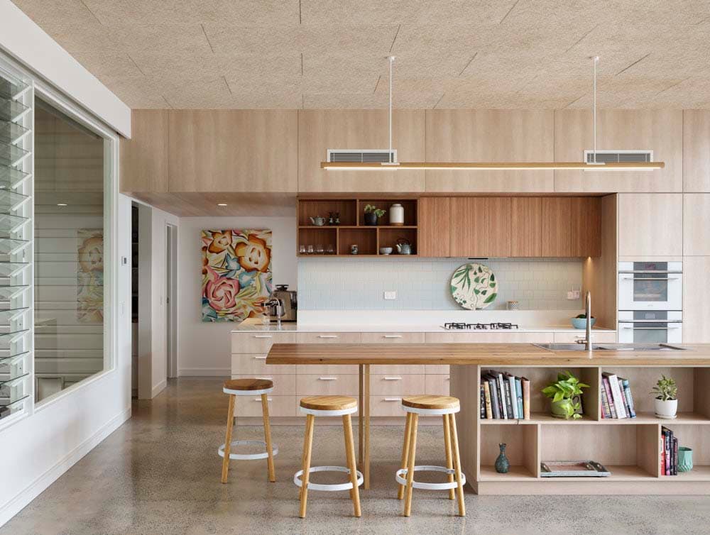 Kitchen at Perimeter House, built by Brisbane custom home builders Bluebird Design & Build